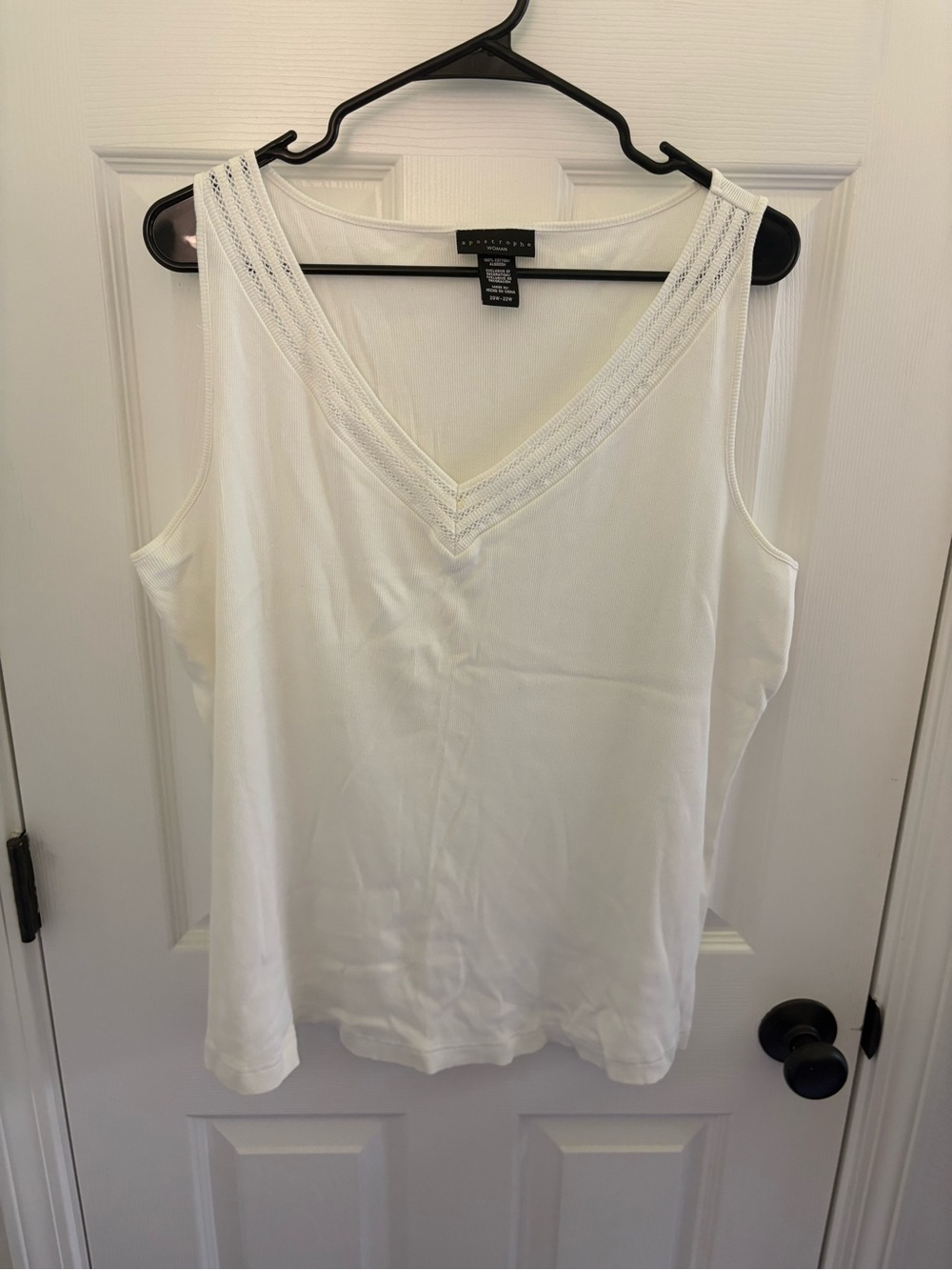 Apostrophe White V-Neck Sleeveless Tank
